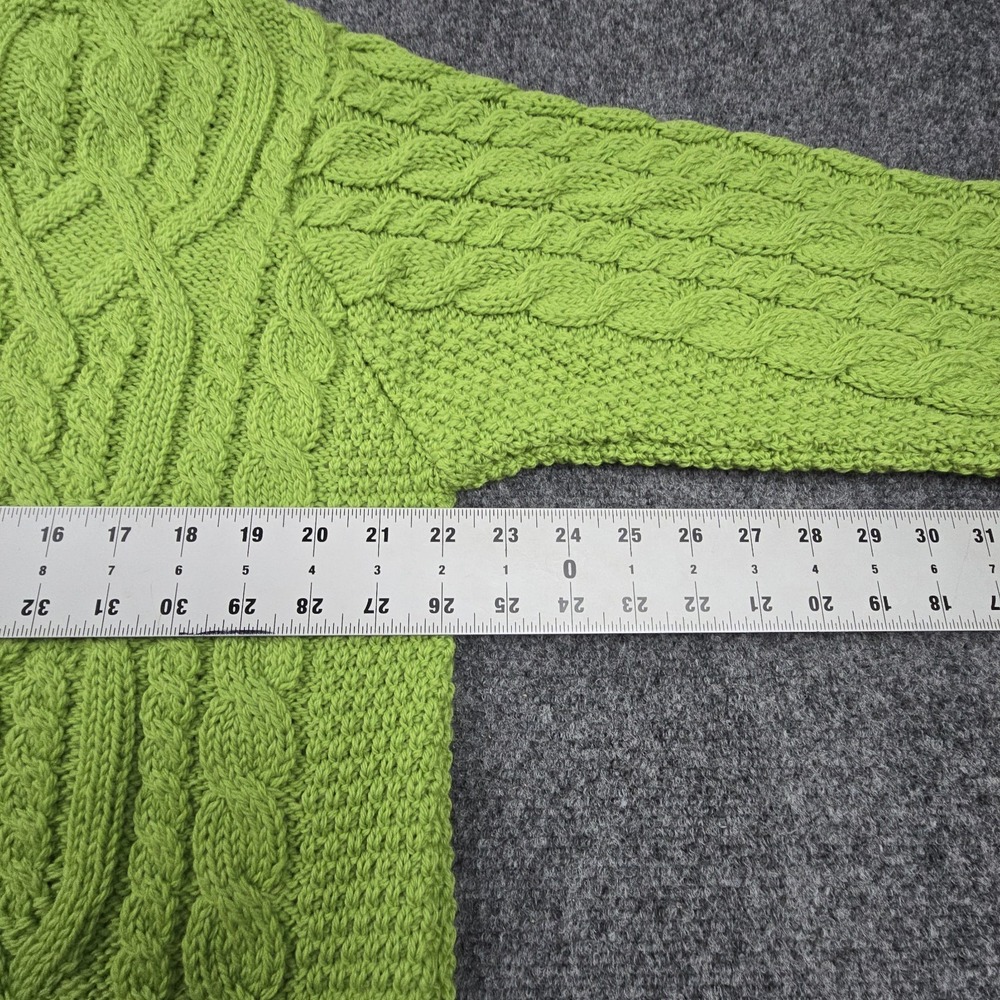 Aran Crafts‎ Irish Merino Wool Zip Cardigan Womens NWT L Green Cable Knit - Picture 9 of 11